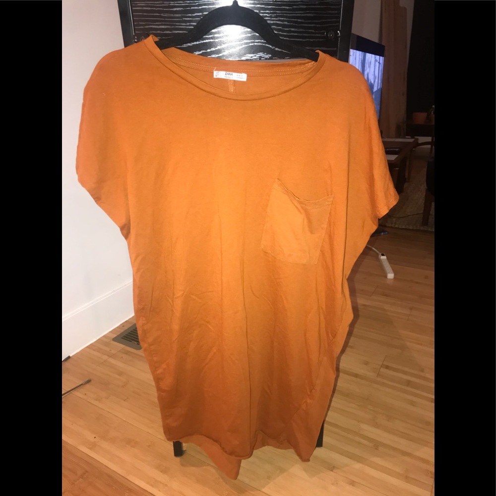 Zara Musty Orange Tee Shirt Dress